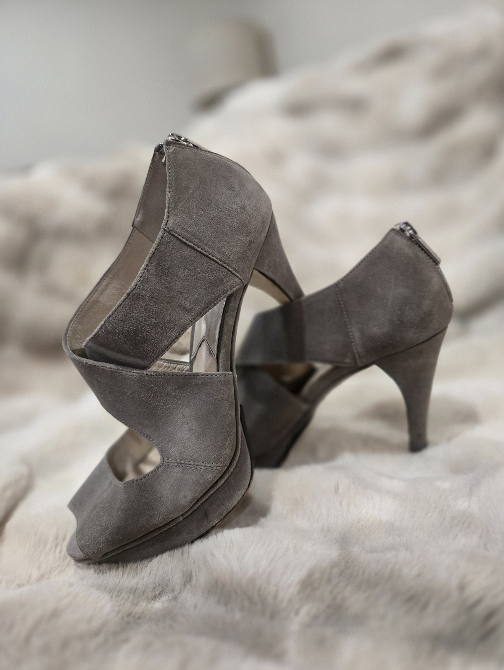 Women’s Gray Suede High Heel Sandals